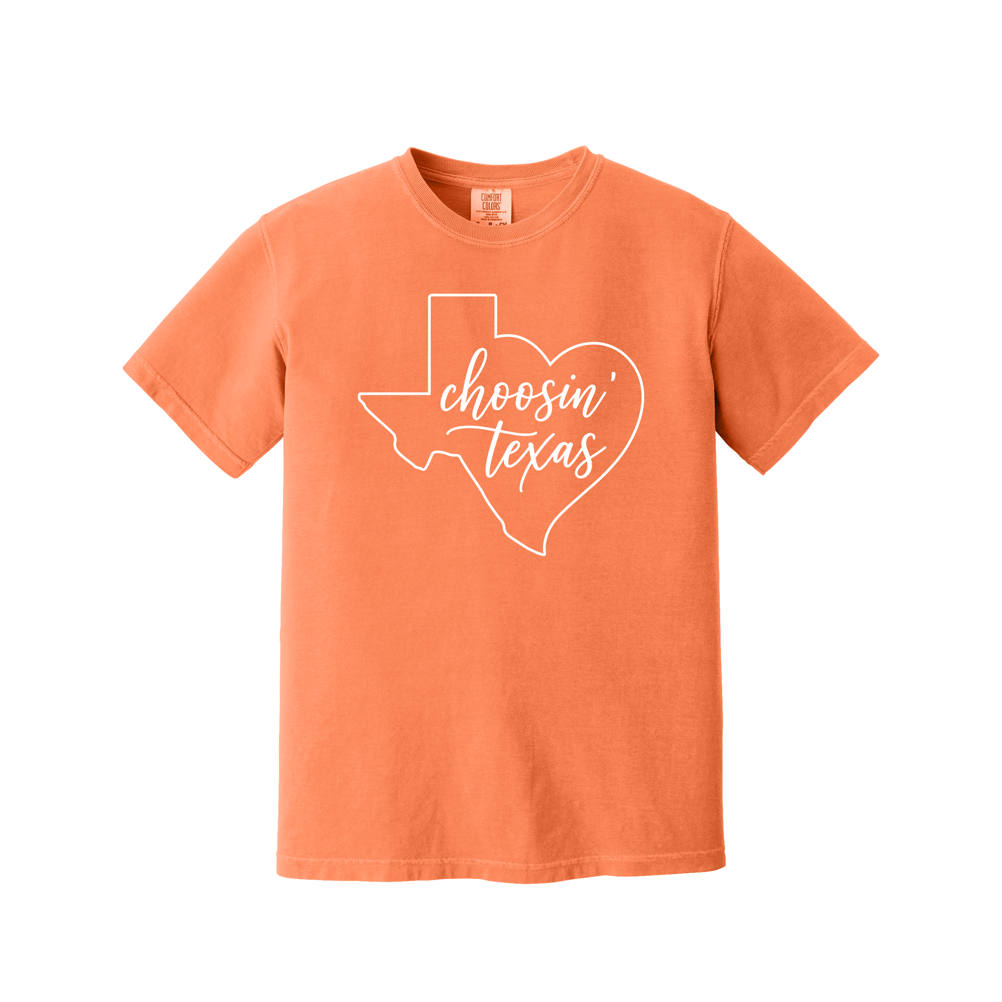 Choosin’ Texas design on Burnt Orange Comfort Colors T-shirt