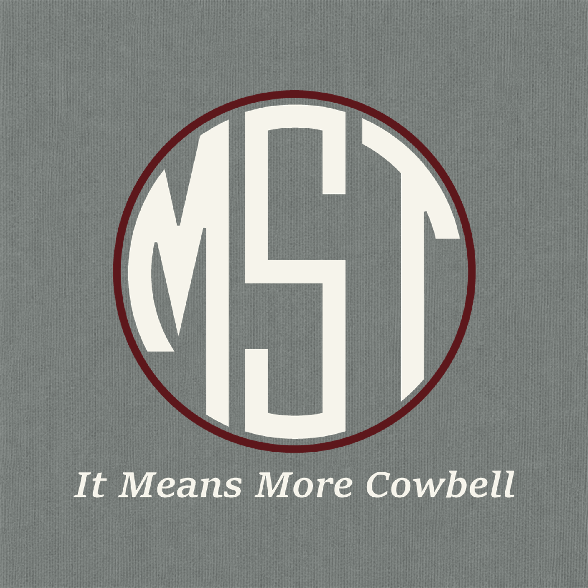 Close-up of Mississippi State maroon and ivory artwork on Grey Comfort Colors fabric