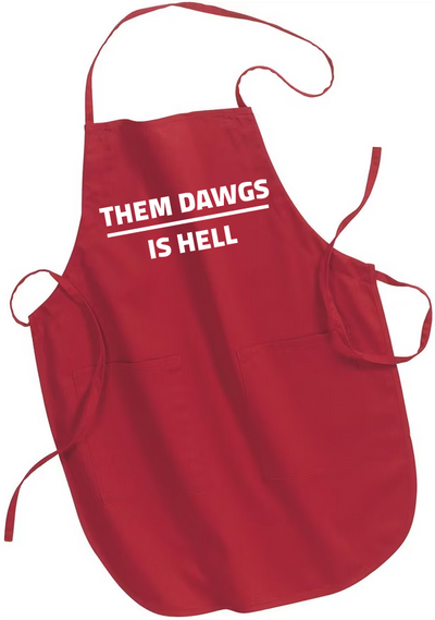Red Them Dawgs Is Hell BBQ apron for Georgia football tailgates