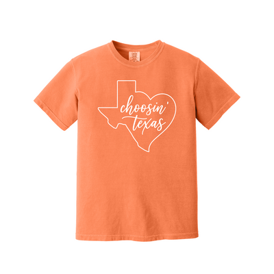 Choosin’ Texas design on Burnt Orange Comfort Colors T-shirt