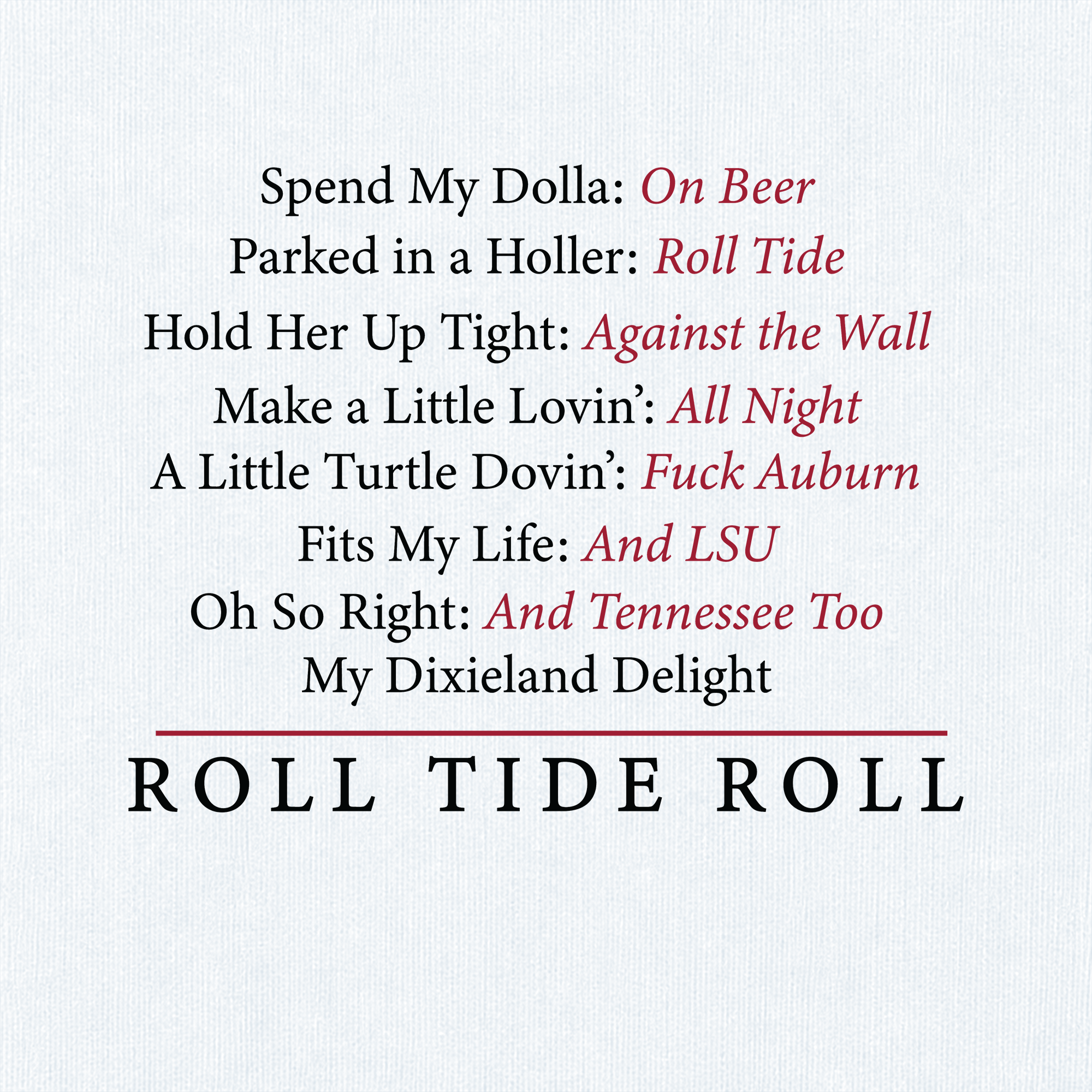 Close-up of Dixieland Delight artwork on White Comfort Colors fabric